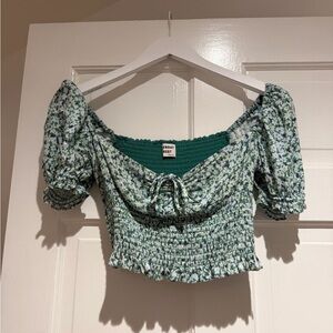 Sunday Best Green Floral Smocked Blouse